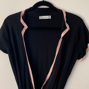 Zara wrap dress. Black with blush pink trim. Short sleeve. Size M.